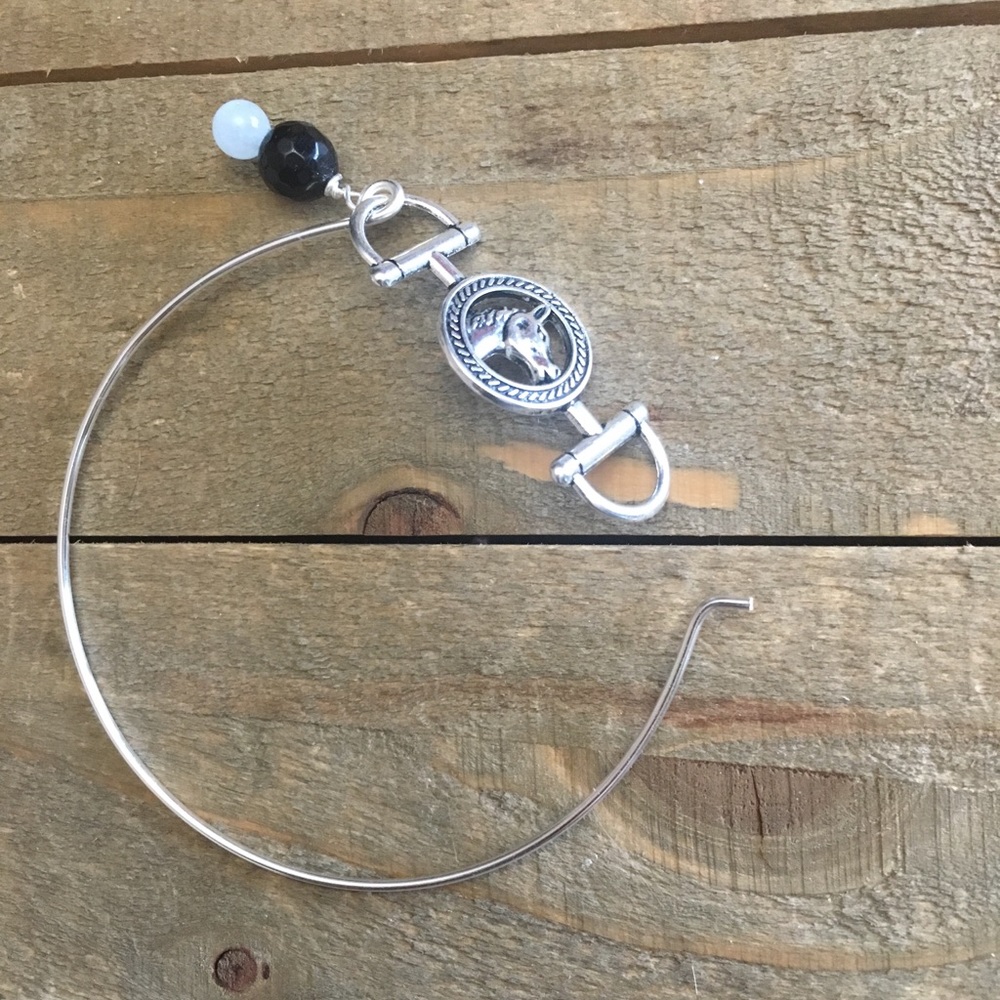Horse Gemstone Bangle Bracelet - Picture 4 of 4
